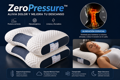 Almohada Cervical ZeroPressure™ – Alivia el Dolor y Mejora tu Descanso