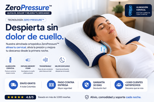 Almohada Cervical ZeroPressure™ – Alivia el Dolor y Mejora tu Descanso